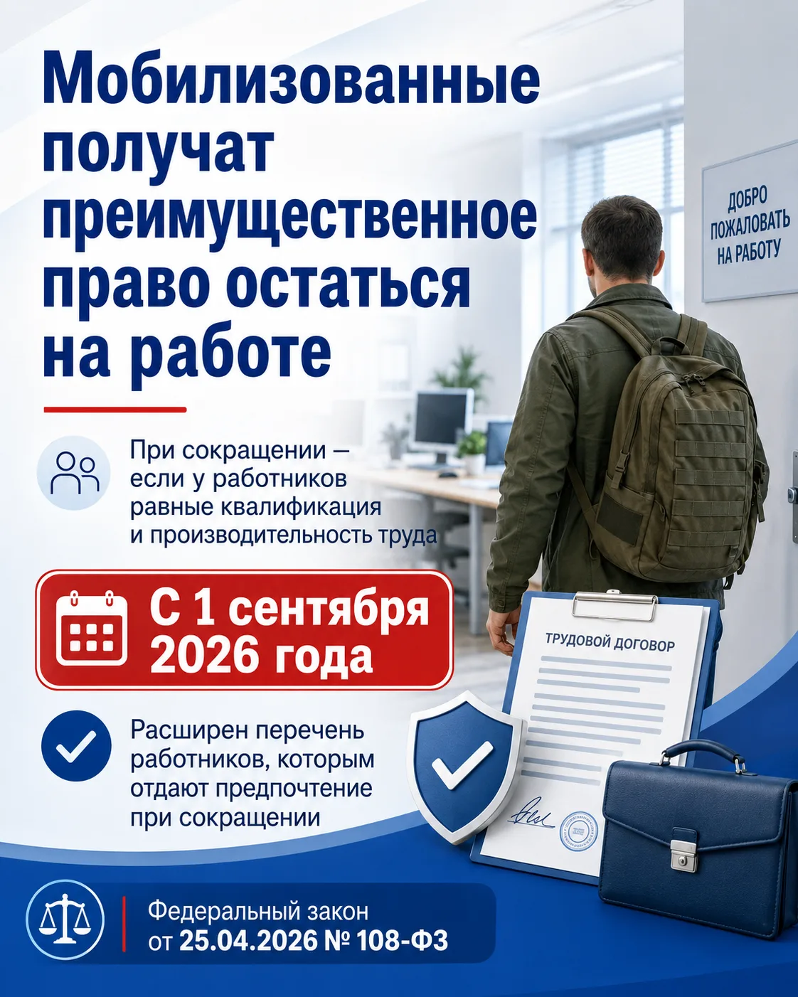 📌 Мобилизованные получат преимущественное право остаться на работе при сокращении

С 1 сентября 202