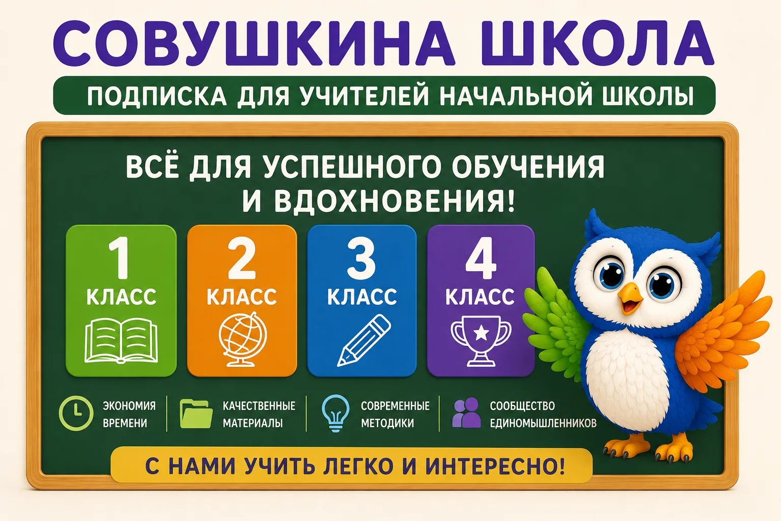 Здравствуйте! 🌺🦉

Совушка открывает раннее оформление подписки на новый учебный год для учителей 1