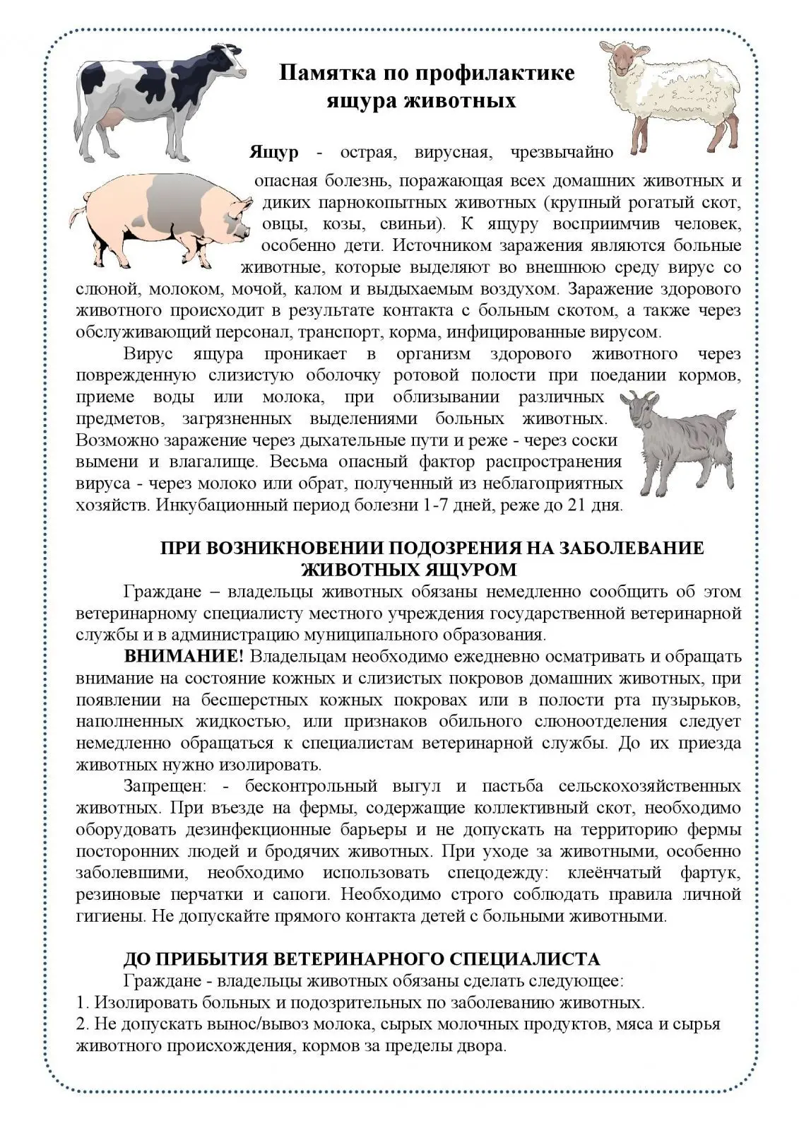 Ящур крупного рогатого скота (КРС) — тяжёлое, остро протекающее, особо опасное вирусное заболевание.