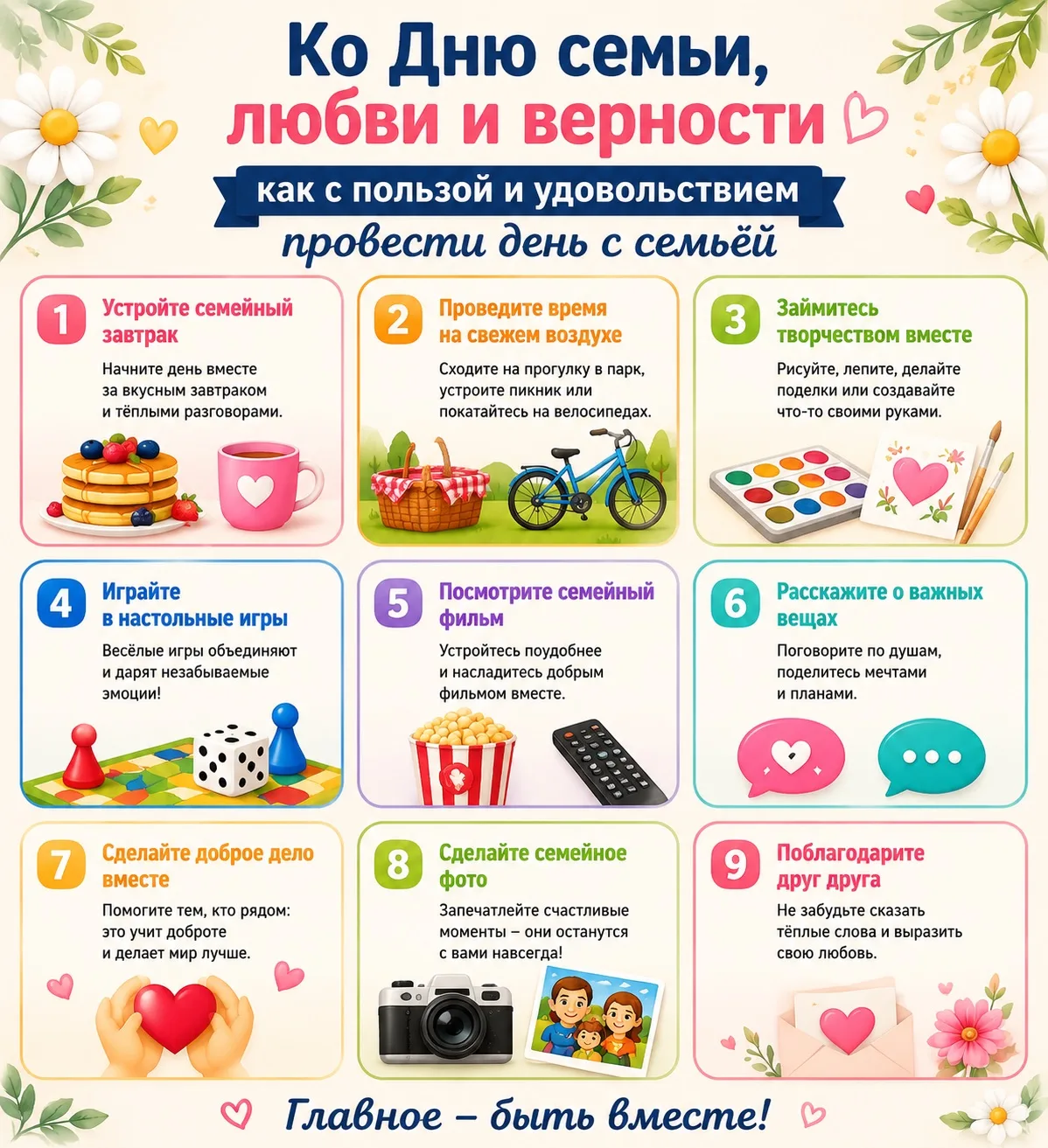 Проведите этот праздничный день с пользой и радостью! ❤️

Вместе: завтрак, прогулка, творчество, игр