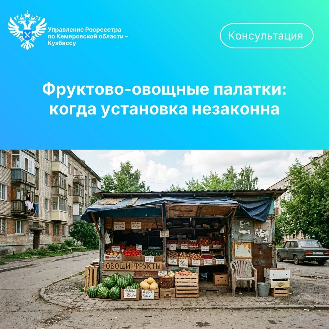 🍎 Летом на улицах появляются фруктово-овощные палатки. Закон относит их к нестационарным торговым о