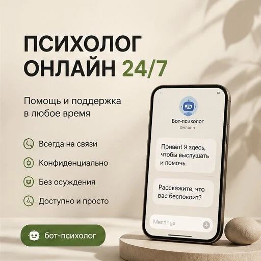 ㅤㅤㅤㅤㅤ ㅤㅤㅤ ㅤㅤㅤㅤㅤ

⚡Первый онлайн психолог в MAX⚡

Никаких  5000₽ за сеанс.

✅ Работает 24/7 — поддерж