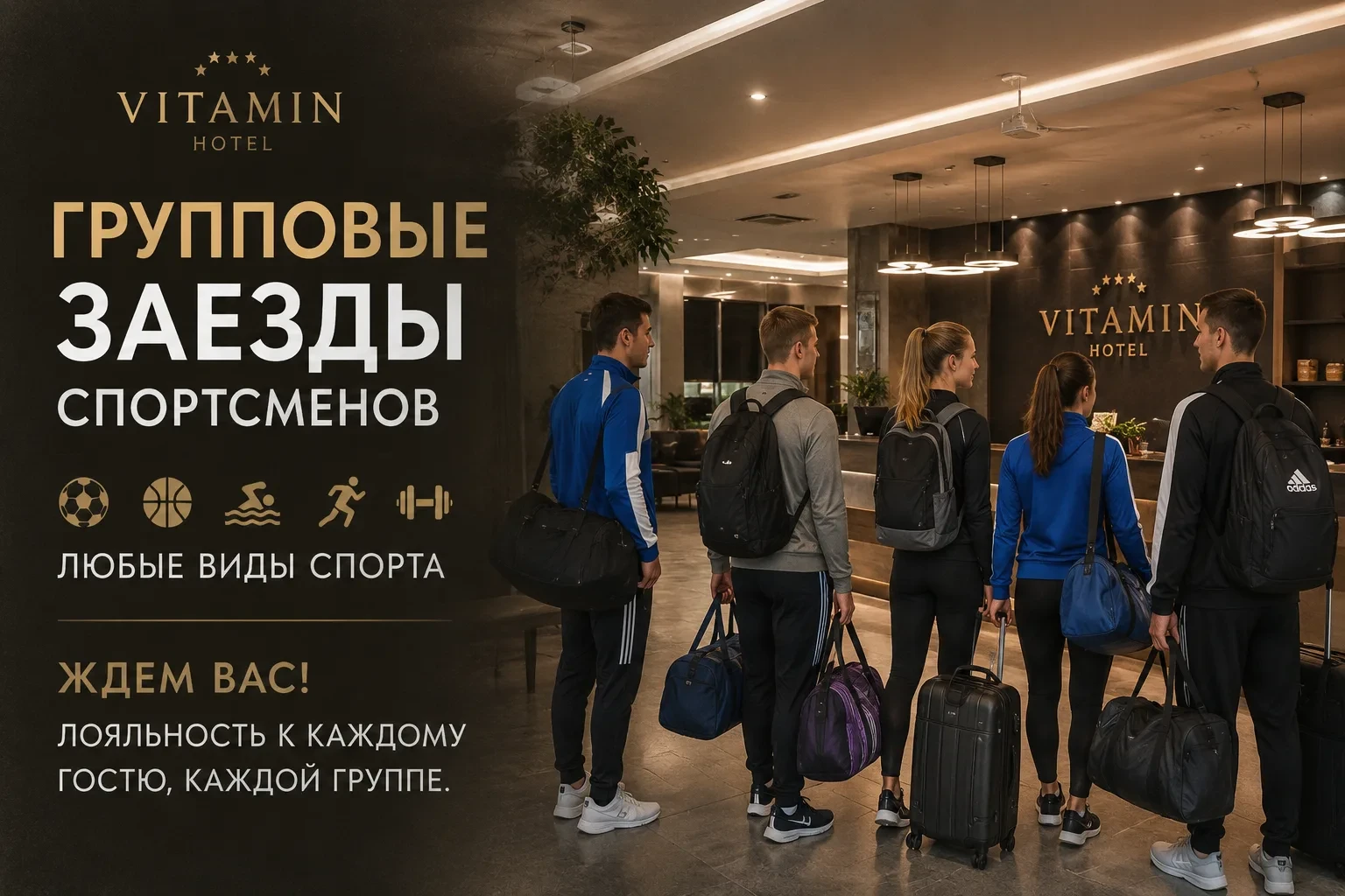 Отель Vitamin: спорт — это жизнь. А иногда и разбитые телевизоры.

Ищете отель для команды в Краснод