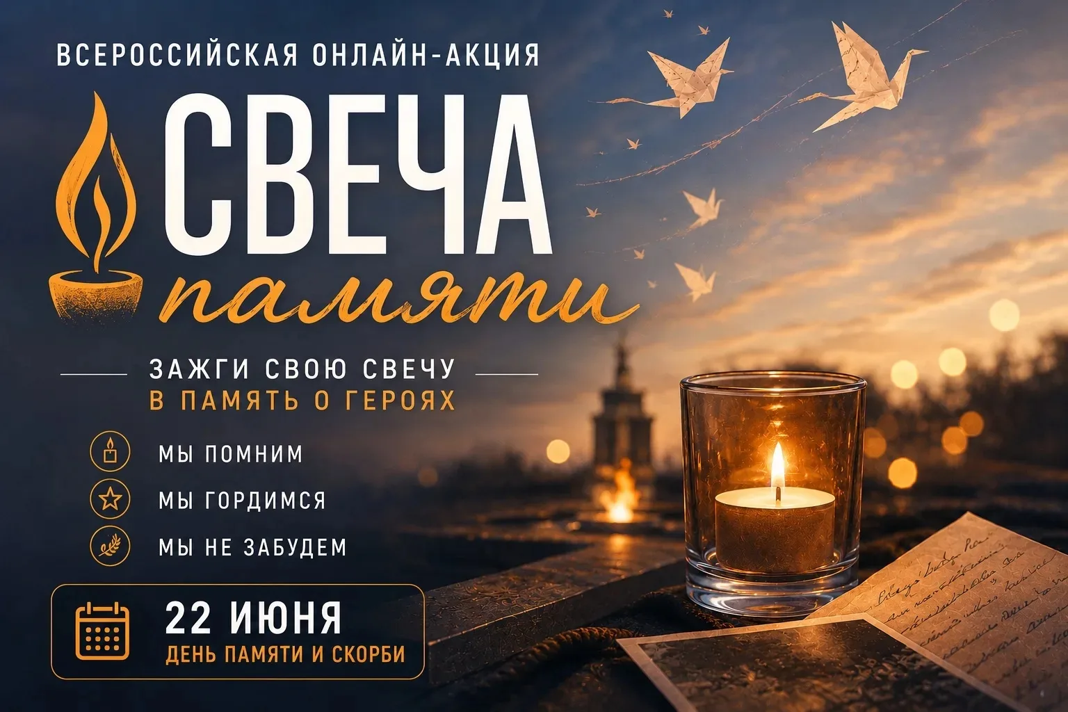 Зажгите «Свечу памяти» в честь героев Великой Отечественной войны

С 10 по 22 июня по всей стране пр
