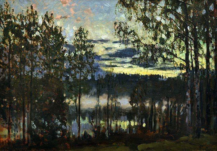 «Летний вечер на озере», 1915.
Холст, масло, 64 х 91,7 см

— Жуковский Станислав Юлианович,
(1873–19
