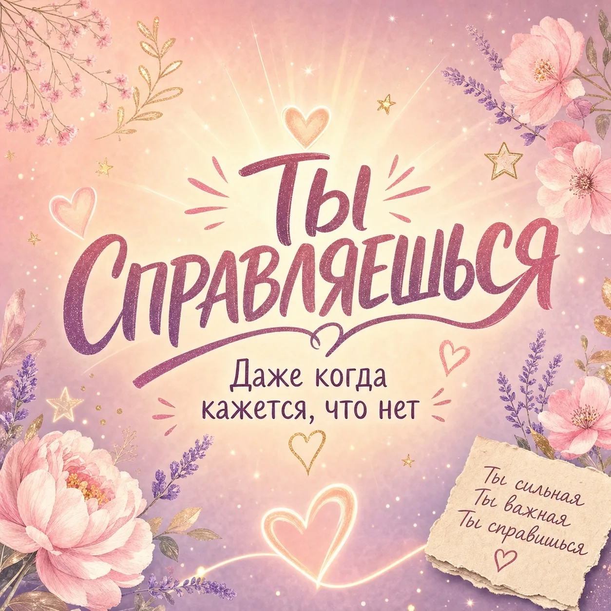 Иногда нам всем нужно это услышать 🌸
Ты справляешься. Даже когда кажется, что нет 💜
Сохрани себе. 