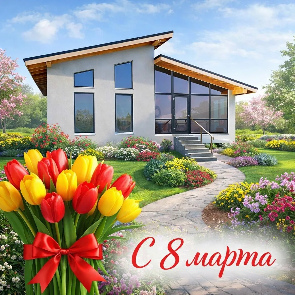 Дорогие женщины! 🌷 
 
Строительная компания MININGHOUSE поздравляет вас с 8 Марта — днём, когда даж
