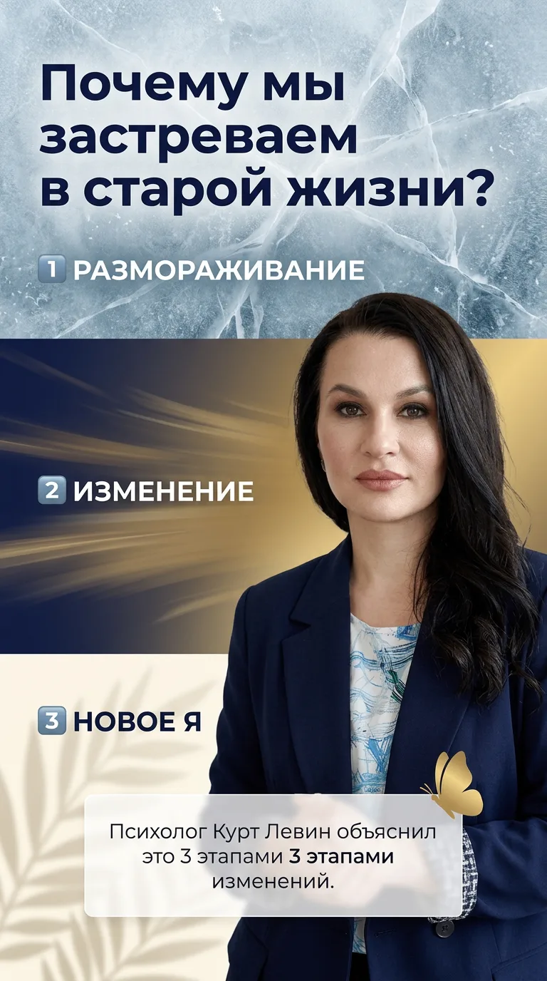 🦋 Почему многие люди годами не могут изменить свою жизнь?
Психолог Курт Левин объяснил это еще мног