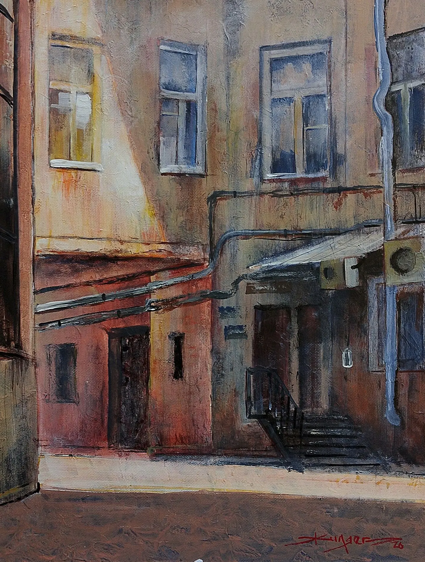 "Дворик Санкт-Петербурга" 30х40 см. Холст, акрил. Художник Александр Жиляев