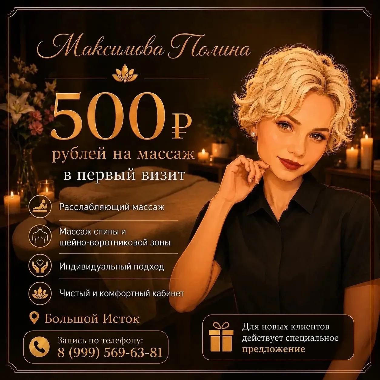🎉 Открылся массажный кабинет в Большом Истоке!

Меня зовут Полина, я дипломированный специалист в о