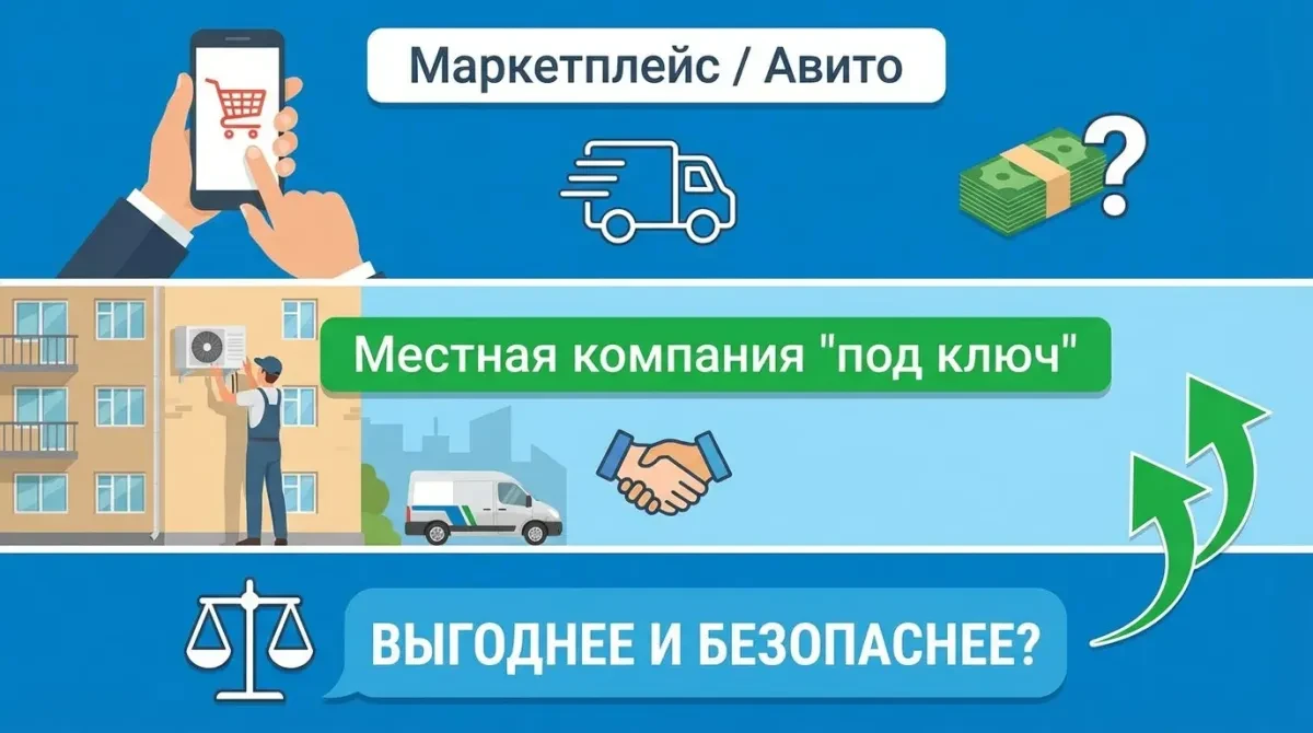 Кондиционер — покупка, которую делают раз в 10–15 лет.
Цена ошибки высокая: неправильный выбор канал