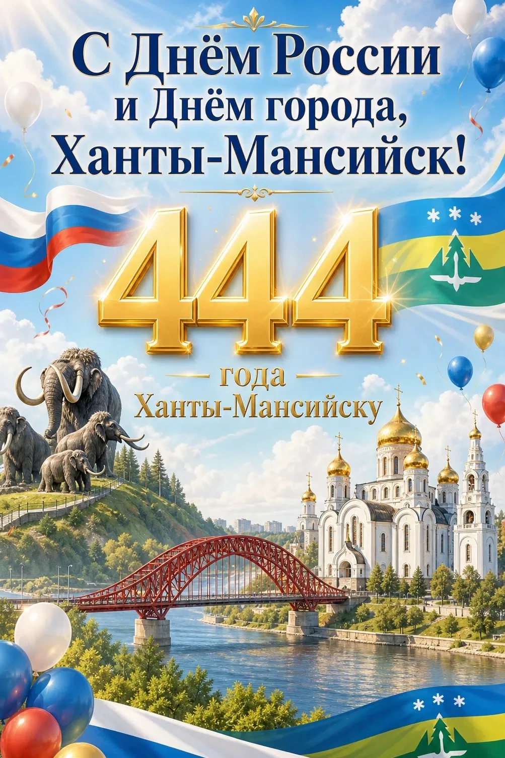 С Днём России и Днём города, Ханты-Мансийск! 

🎉 Сегодня, 12 июня, мы встречаем два больших праздни