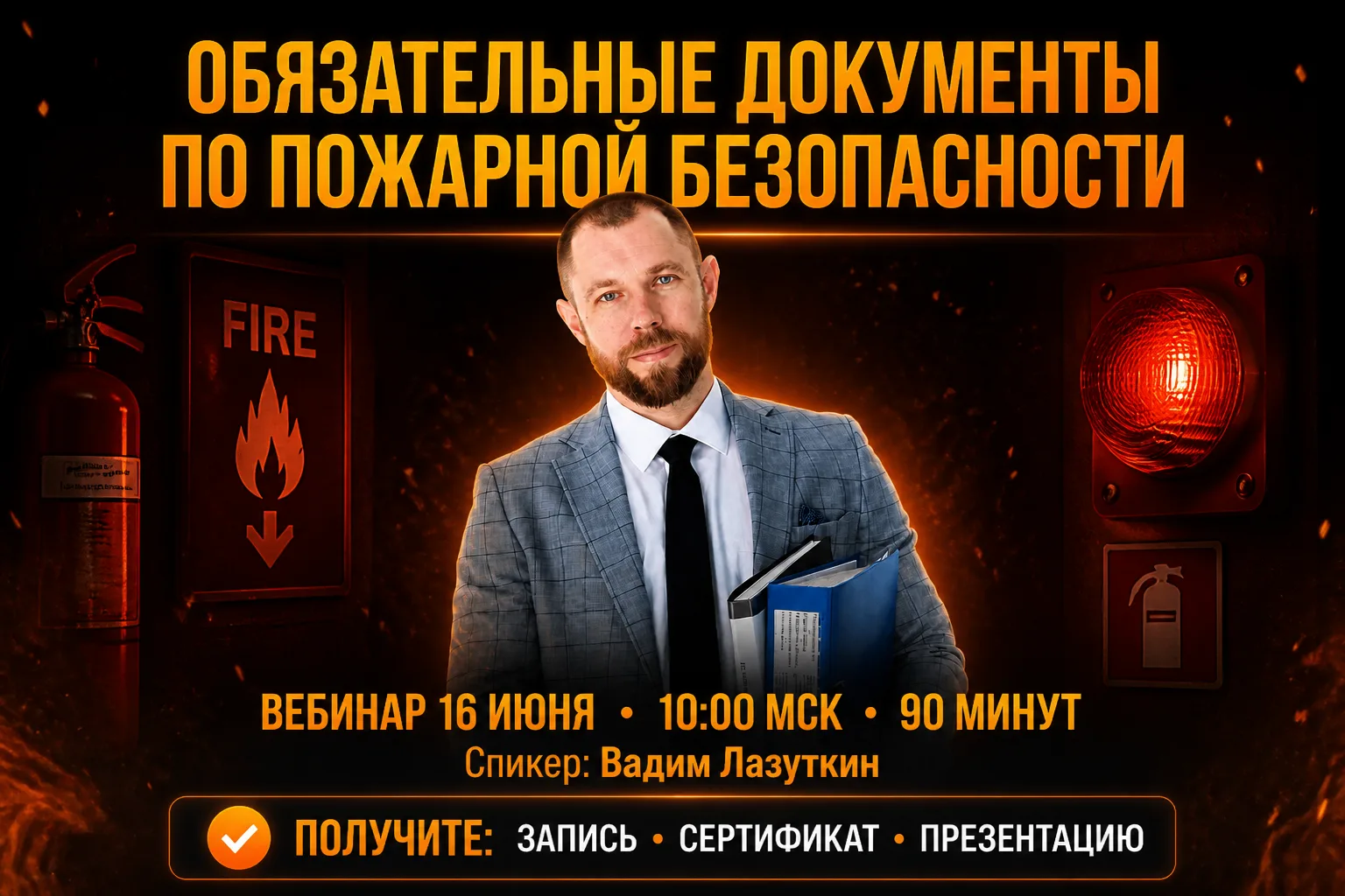 🎯 Анонс: Бесплатный вебинар по пожарной безопасности

Коллеги! Продолжаем раскрывать важные для вас