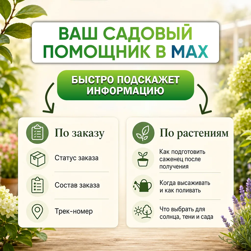 Дарим саженец подписчикам помощника в MAX 🌱

Помощник поможет вам, если вам нужно уточнить информац