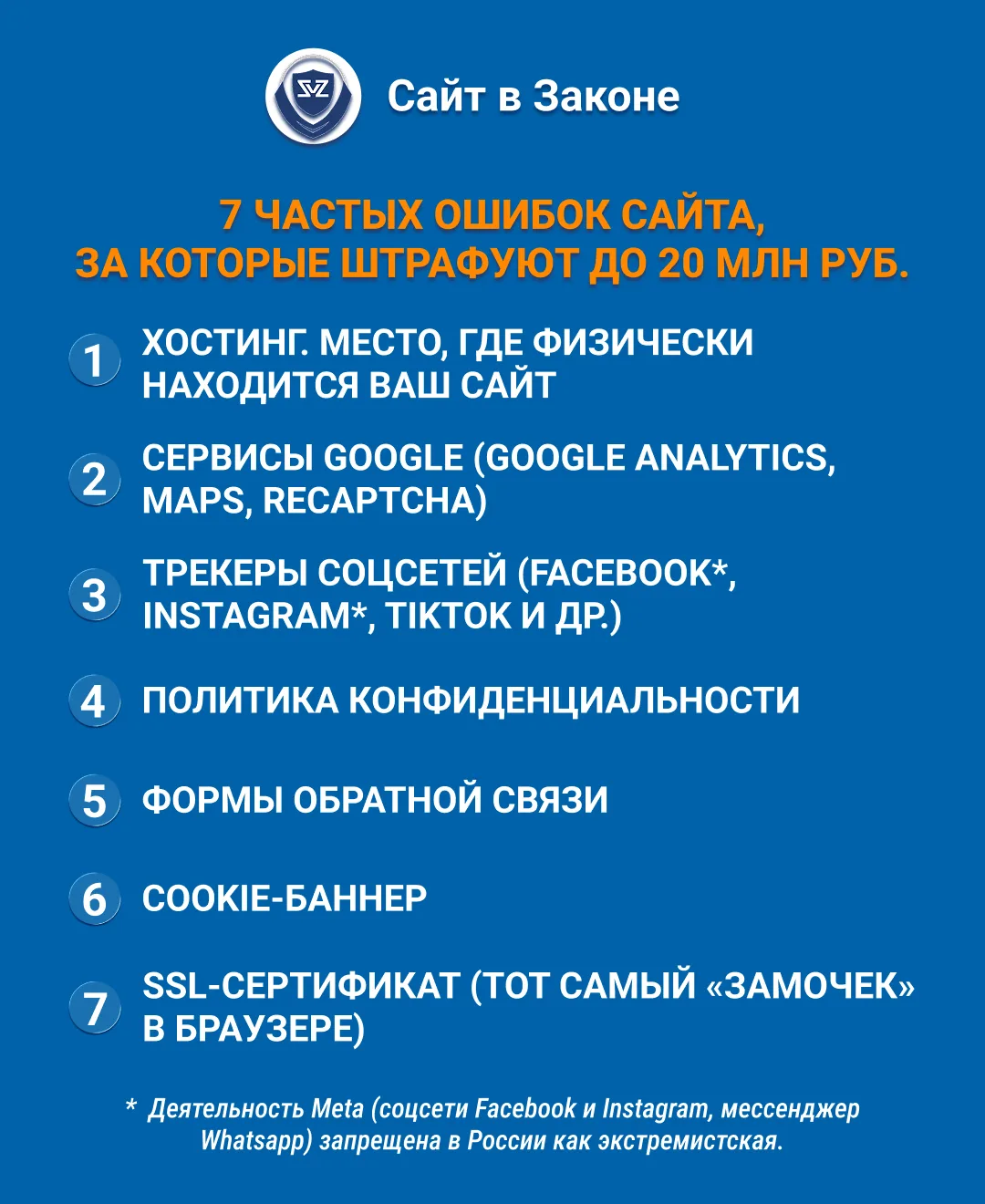 7 частых ошибок сайта, за которые штрафуют до 20 млн руб.
Многие владельцы бизнеса думают так: «Сайт