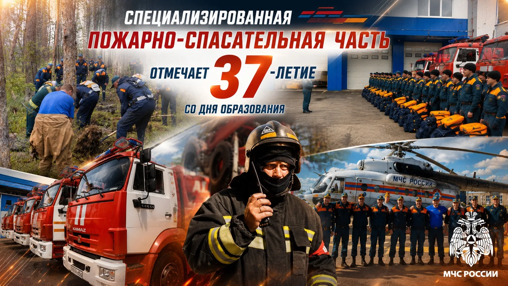 Специализированной пожарно-спасательной части 
Главного управления - 37 лет!

🔹 24 июля Специализир