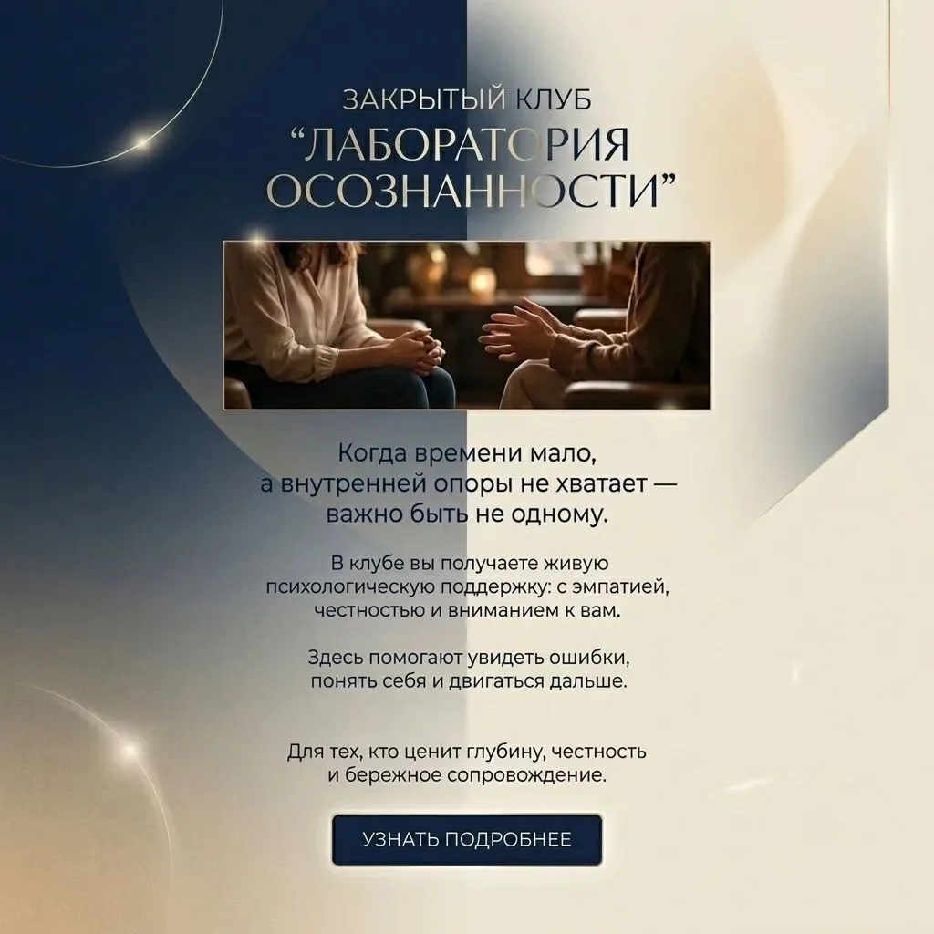 "Лаборатория осознанности" 
«Когда времени мало, а внутренней опоры не хватает - важно быть не одном