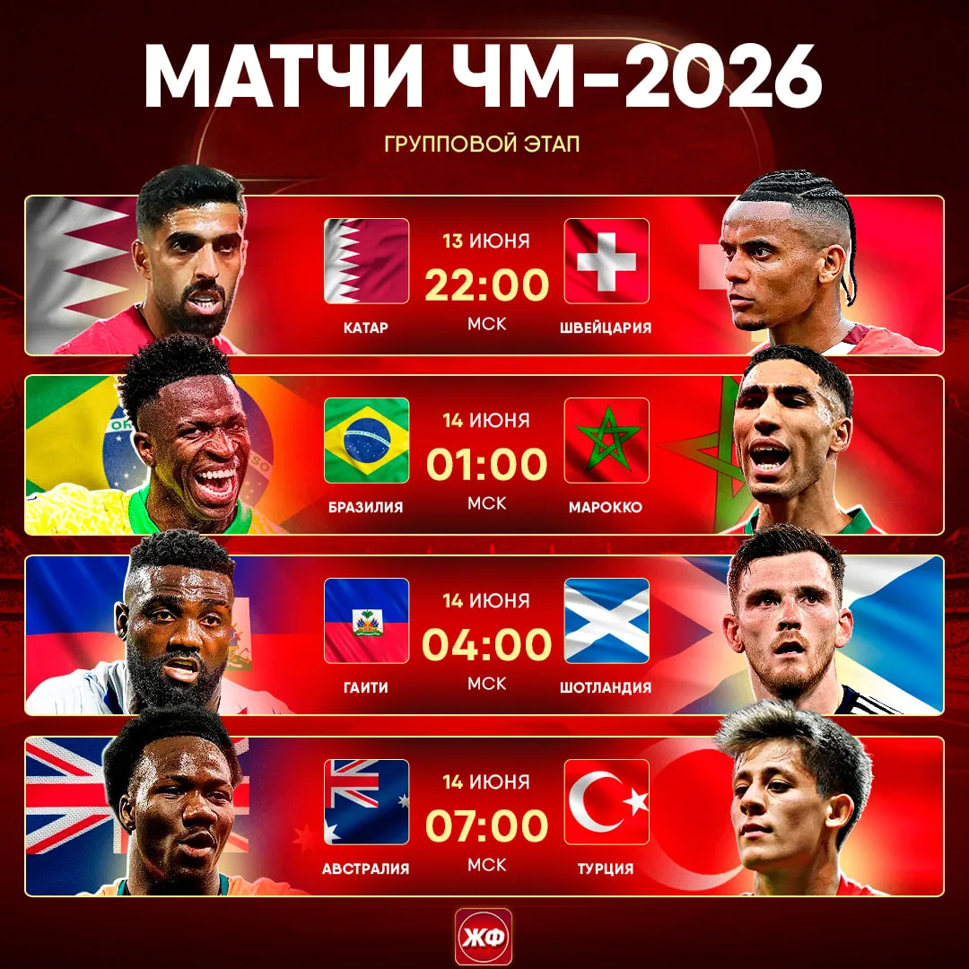 🔥 Расписание матчей ЧМ-2026!

🤩 Сегодня в час ночи ни в коем случае не спим – нас наконец-то ждёт 