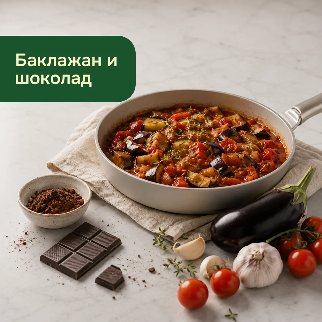 Как шоколад раскрывает вкус баклажана

На первый взгляд это сочетание кажется кулинарным недоразумен
