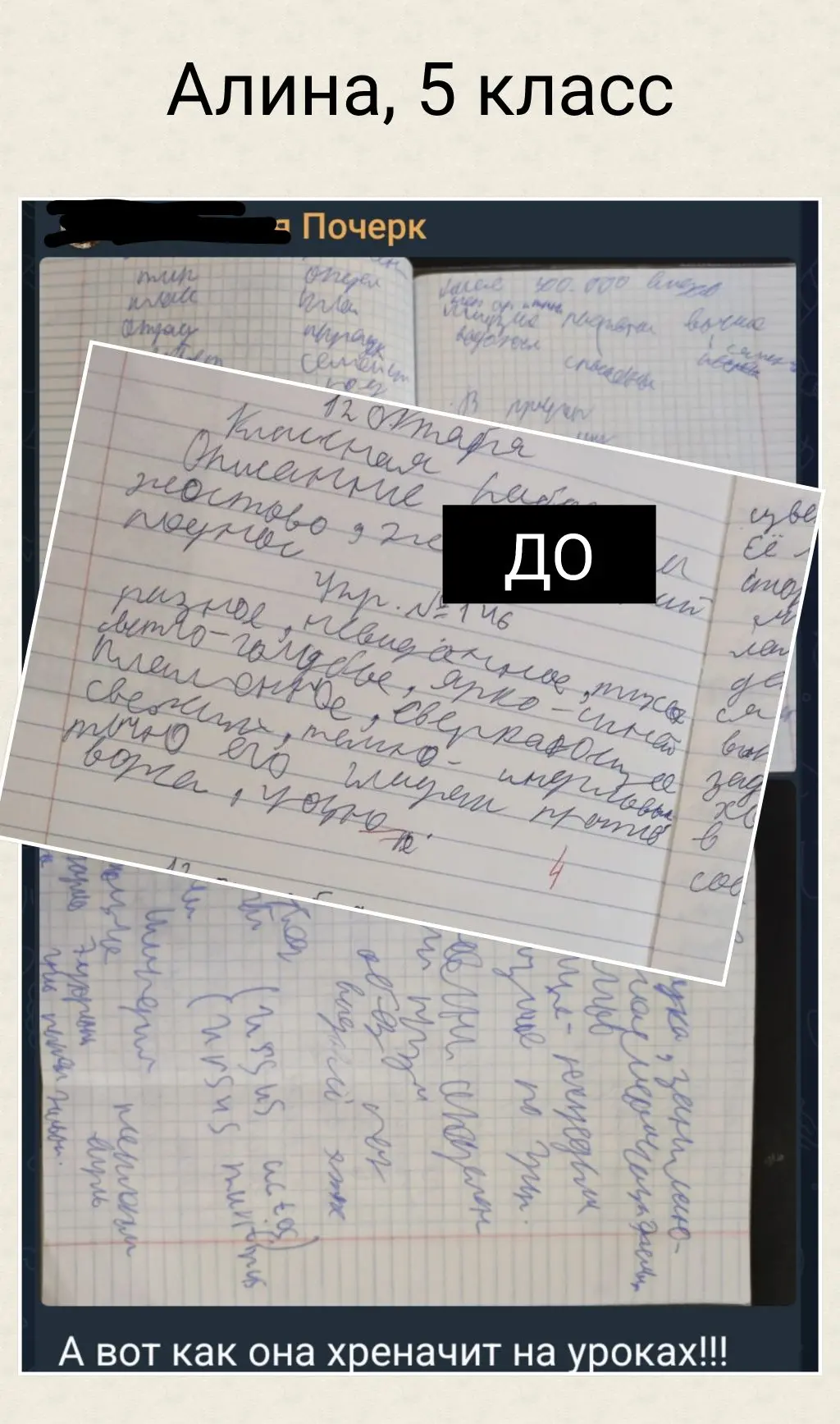 Отчисление из школы из-за почерка. Реальность? 😱

Мама Алины написала мне за пару недель до НГ. Пан