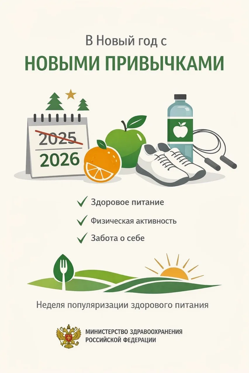 В новый год с новыми привычками!
ГАУЗ СО «Областной центр общественного здоровья и медицинской 
проф
