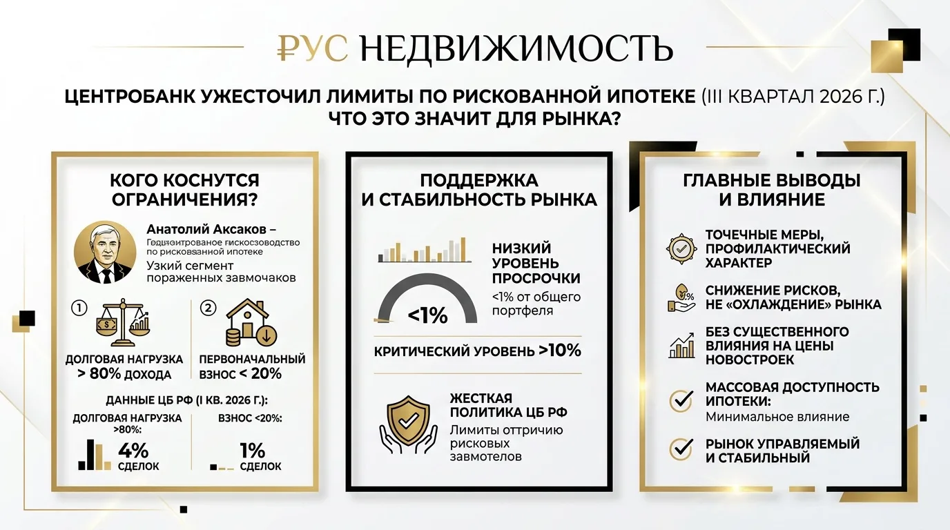 🏦 Центробанк ужесточил лимиты по рискованной ипотеке на III квартал 2026 года. Что это значит для р
