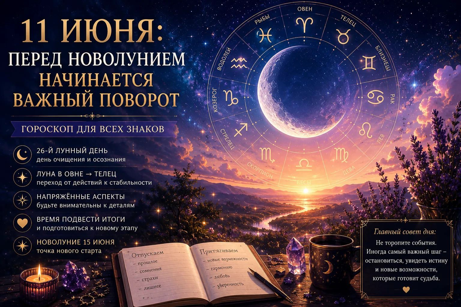 🌙 11 ИЮНЯ: ПЕРЕД НОВОЛУНИЕМ НАЧИНАЕТСЯ ВАЖНЫЙ ПОВОРОТ
До Новолуния 15 июня остается всего несколько