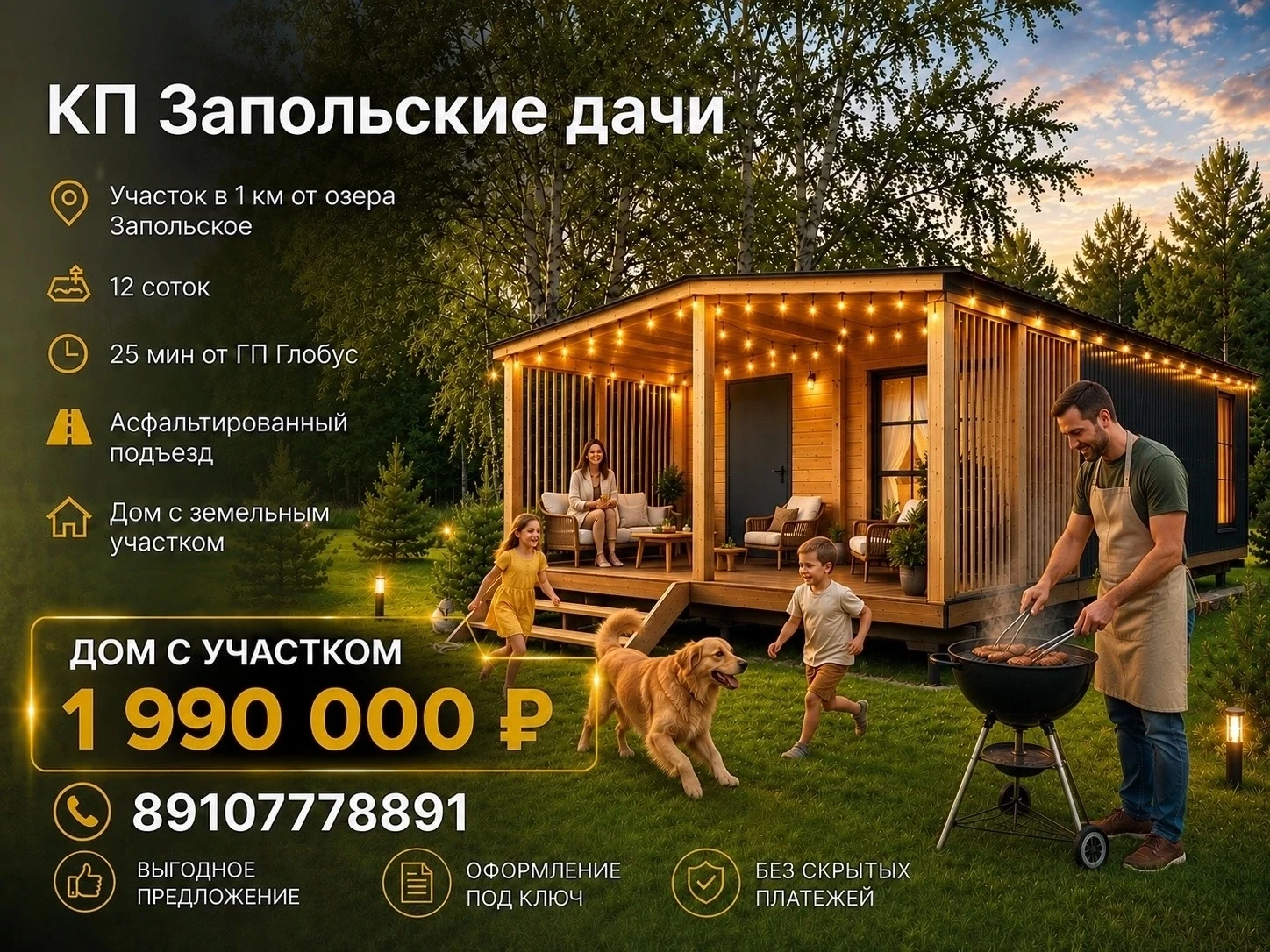 🏡 Дом с участком 12 соток  за 1 990 000 ₽! 

Предлагаем современный дом в уютном коттеджном поселке