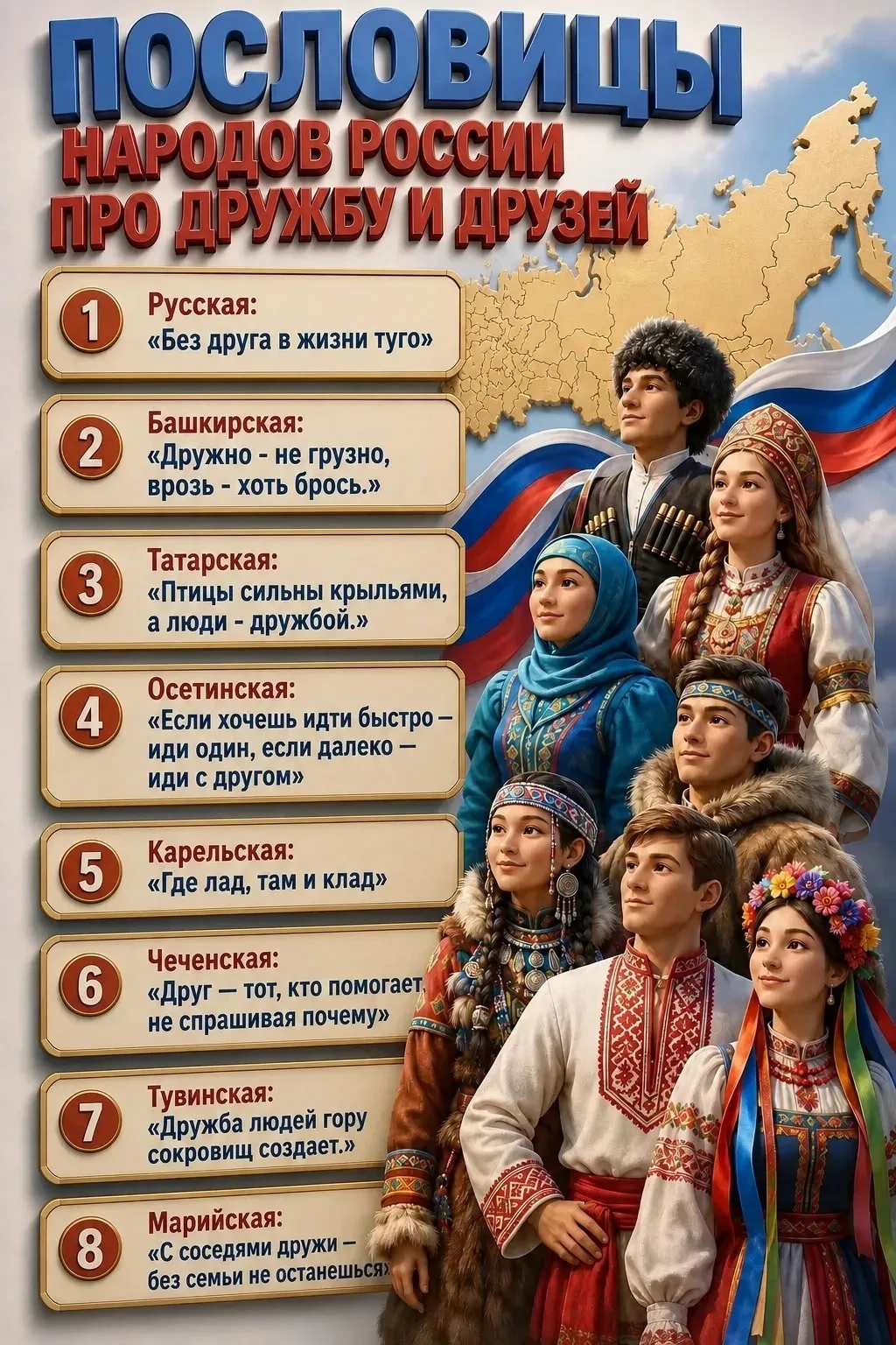 ✨ Дружба — одна из самых важных ценностей в жизни✨

В России веками рядом живут люди десятков национ