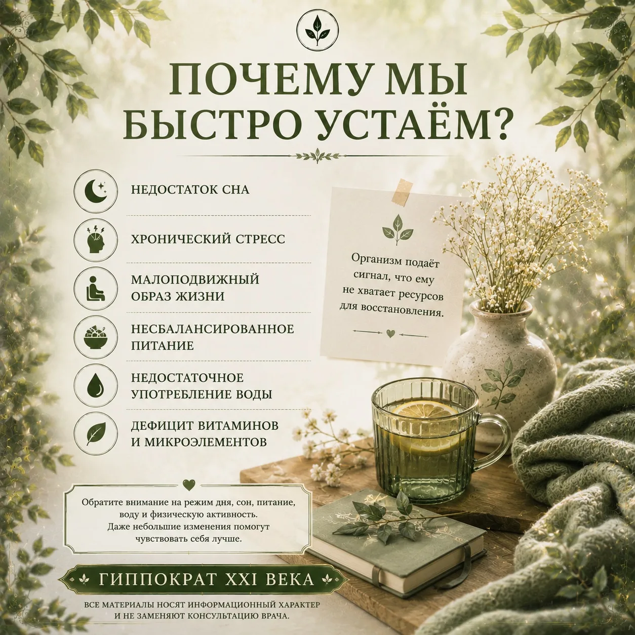 🌿 Почему мы быстро устаём?

Постоянная усталость не всегда связана с большой нагрузкой. Иногда орга