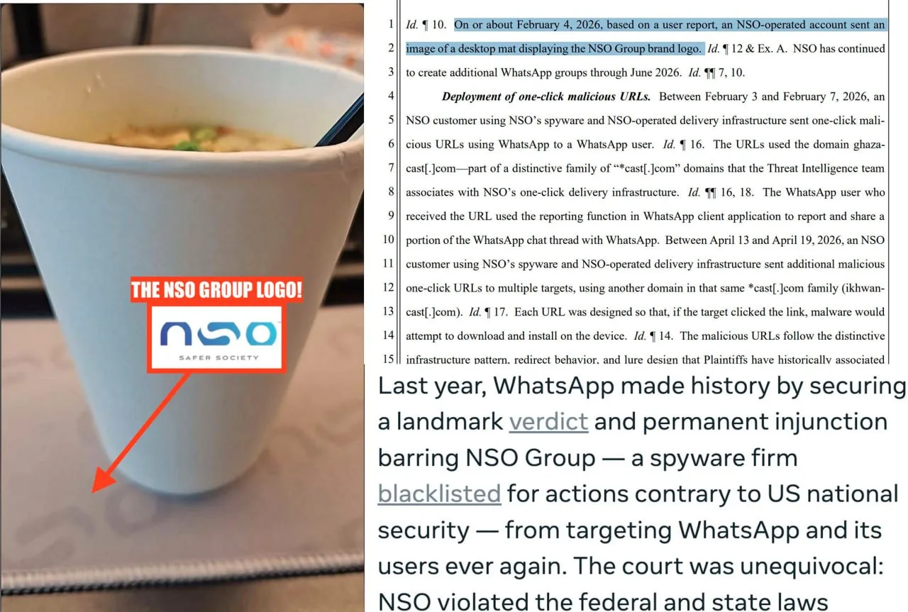 🇮🇱Провал в OpSec у NSO Group из-за одной фотографии со 👺стаканчиком на фирменном коврике

В ноябр