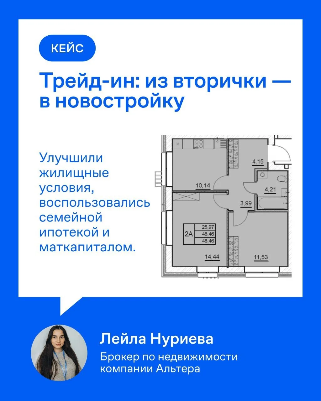 ⚡️Кейс: как однушка в старом фонде превратилась в двушку в новом ЖК

Клиент пришёл с запросом: есть 