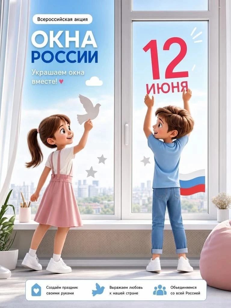 🇷🇺 Всероссийская акция «Окна России» — украшаем окна вместе!

Приближается День России! 🌟 

Мы пр