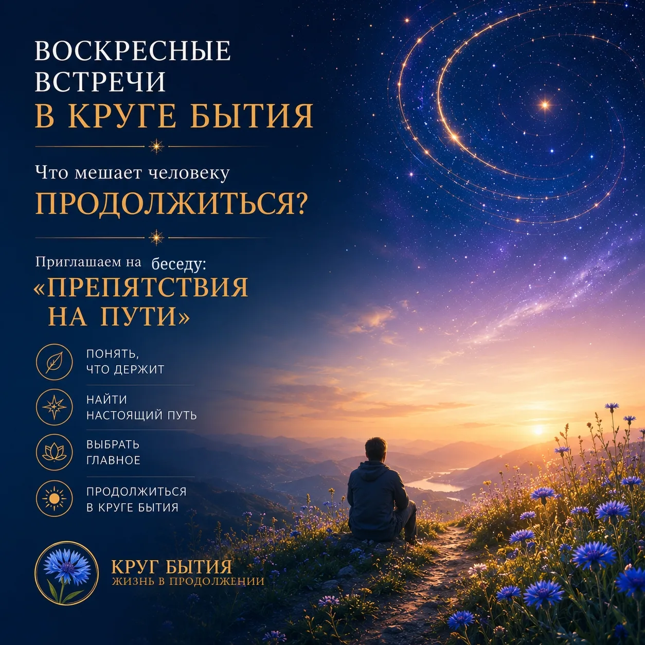 Что мешает человеку продолжиться? 



Тема встречи: "Препятствия на Пути". 

Из цикла встреч: "Пути 