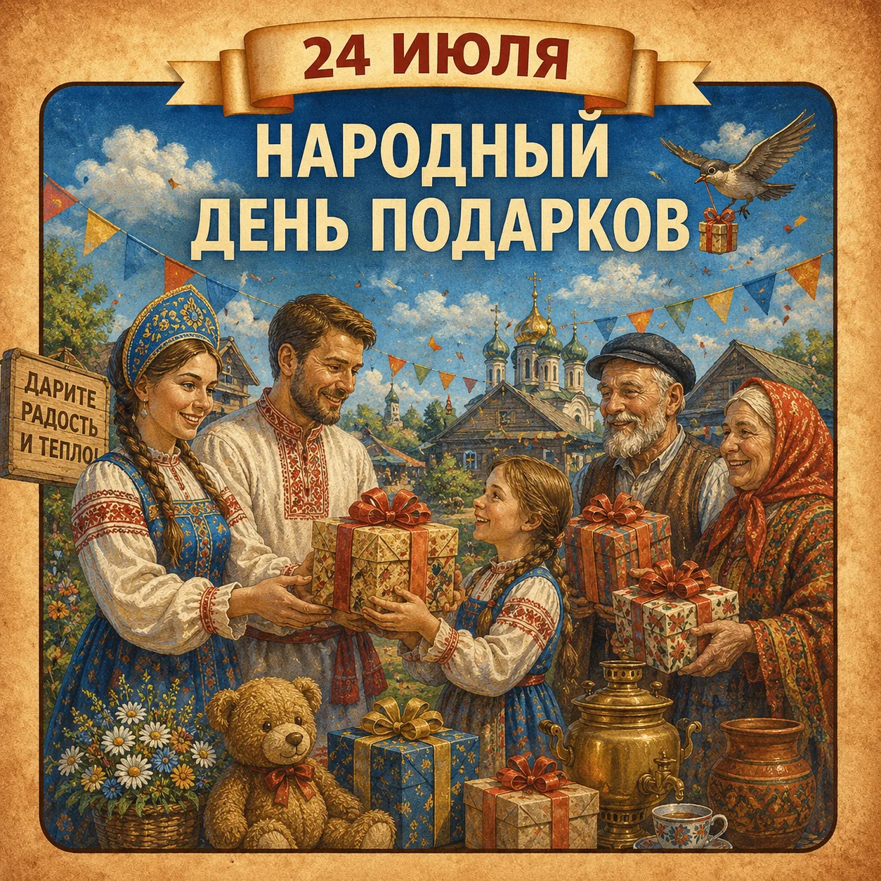🎉24 июля - Народный день подарков

Зимой у нас есть Новый год – время подарков, семейных встреч и т