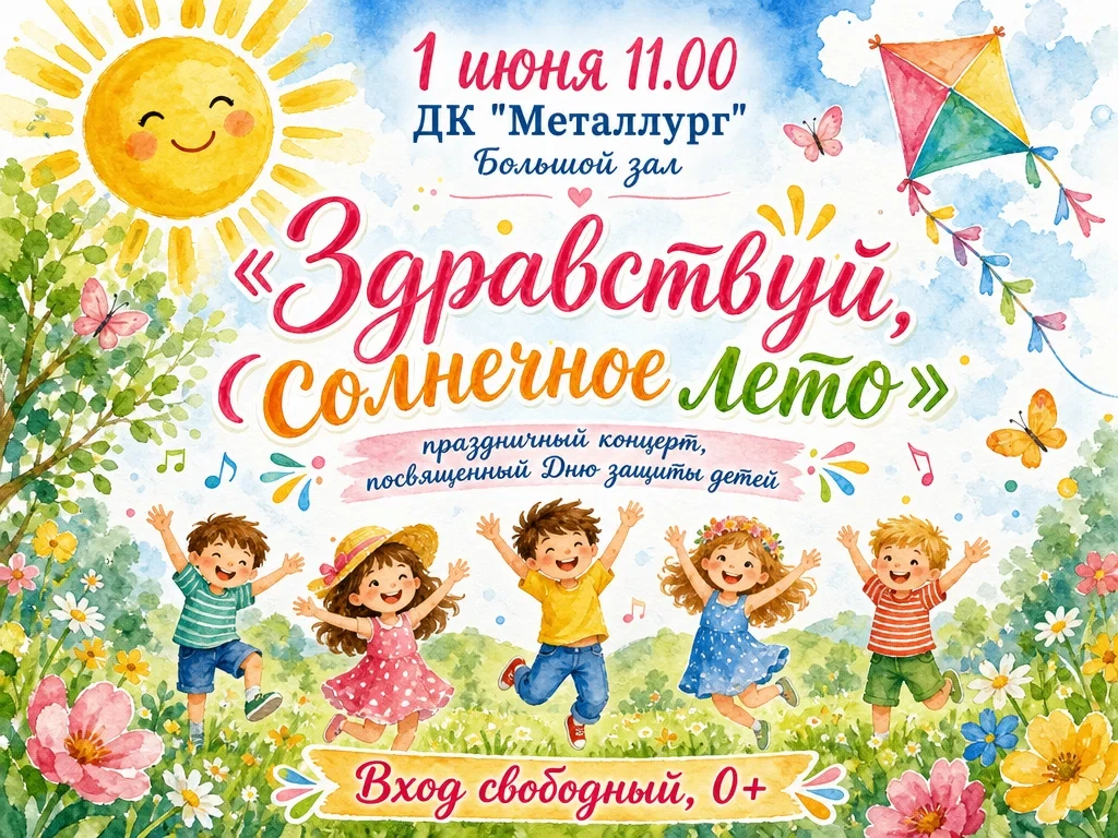 Приглашаем на концерт, посвященный Дню защиты детей!
1 июня в 11.00
Вход свободный, 0+