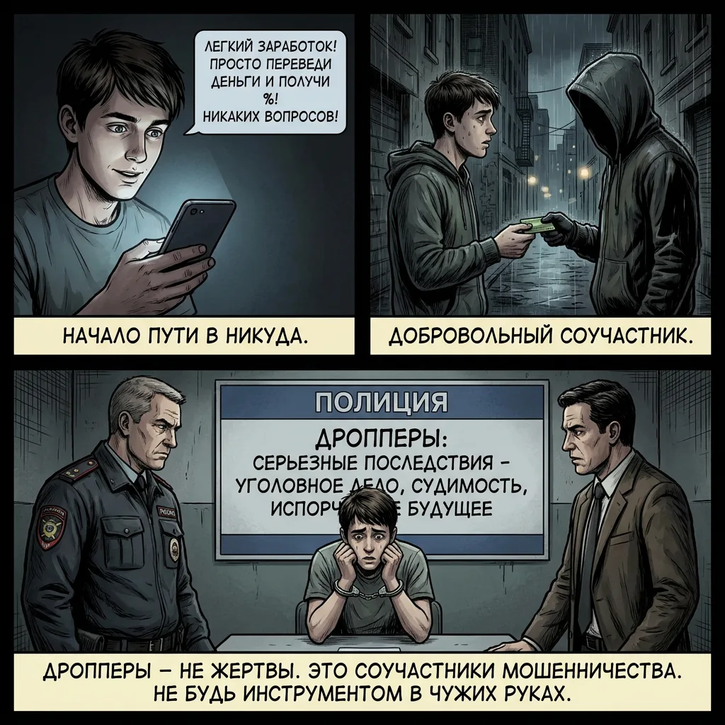 💬 Дропперство — ответственность несёт владелец карты
 
💳 Использование банковской карты ребёнка дл