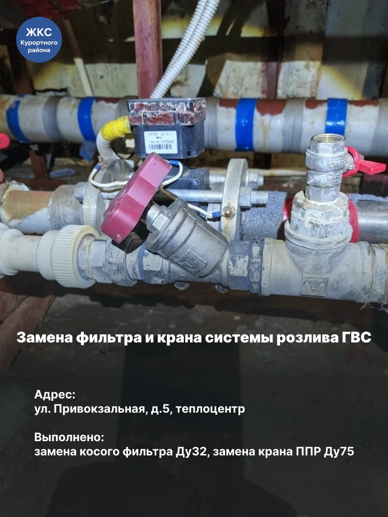 Провели замену фильтра и крана системы розлива горячего водоснабжения

Работы выполнялись в теплоцен