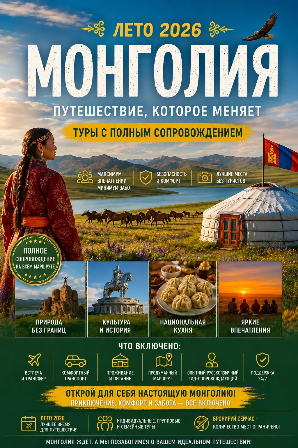Туры в Монголию, столица Улан-Батор

5 дней и 4 ночи всего за 25 000 р

Актуальные даты:

17-21 июня