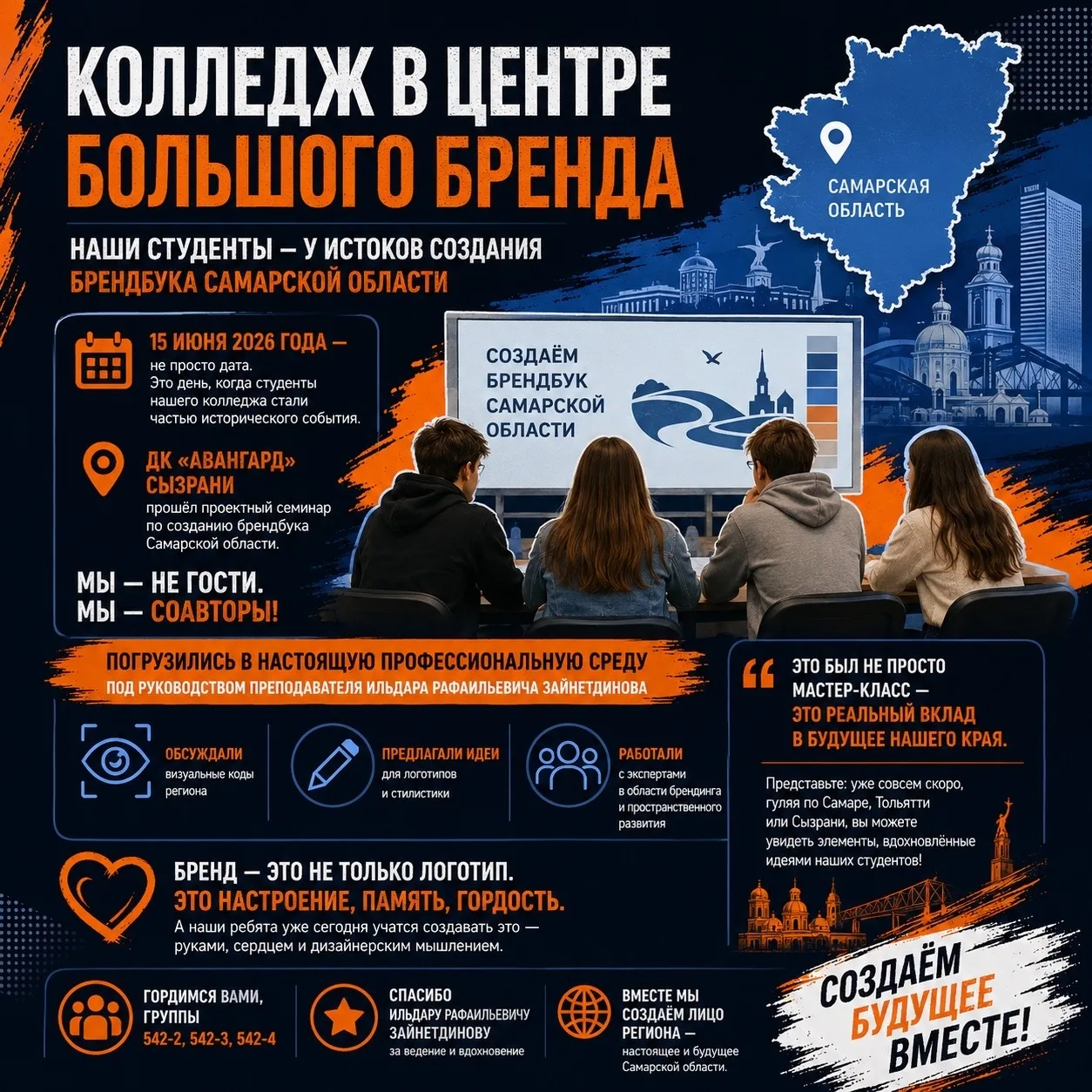 🎨 Колледж в центре большого бренда: наши студенты — у истоков создания брендбука Самарской области
