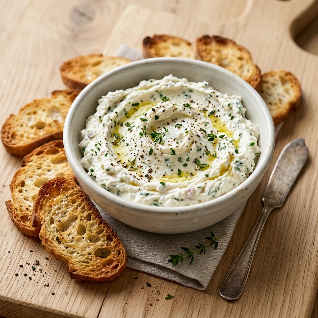 🧀🌿 Французский сырный рийет с зеленью и хрустящими гренками

Идеальная закуска для лёгкого завтрак