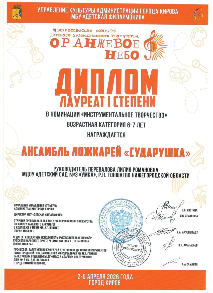 🌟 ФЕЕРИЧНАЯ ПОБЕДА «СУДАРУШКИ» В КИРОВЕ! 🌟🎵✨
Наши маленькие артисты покоряют большие высоты! На д