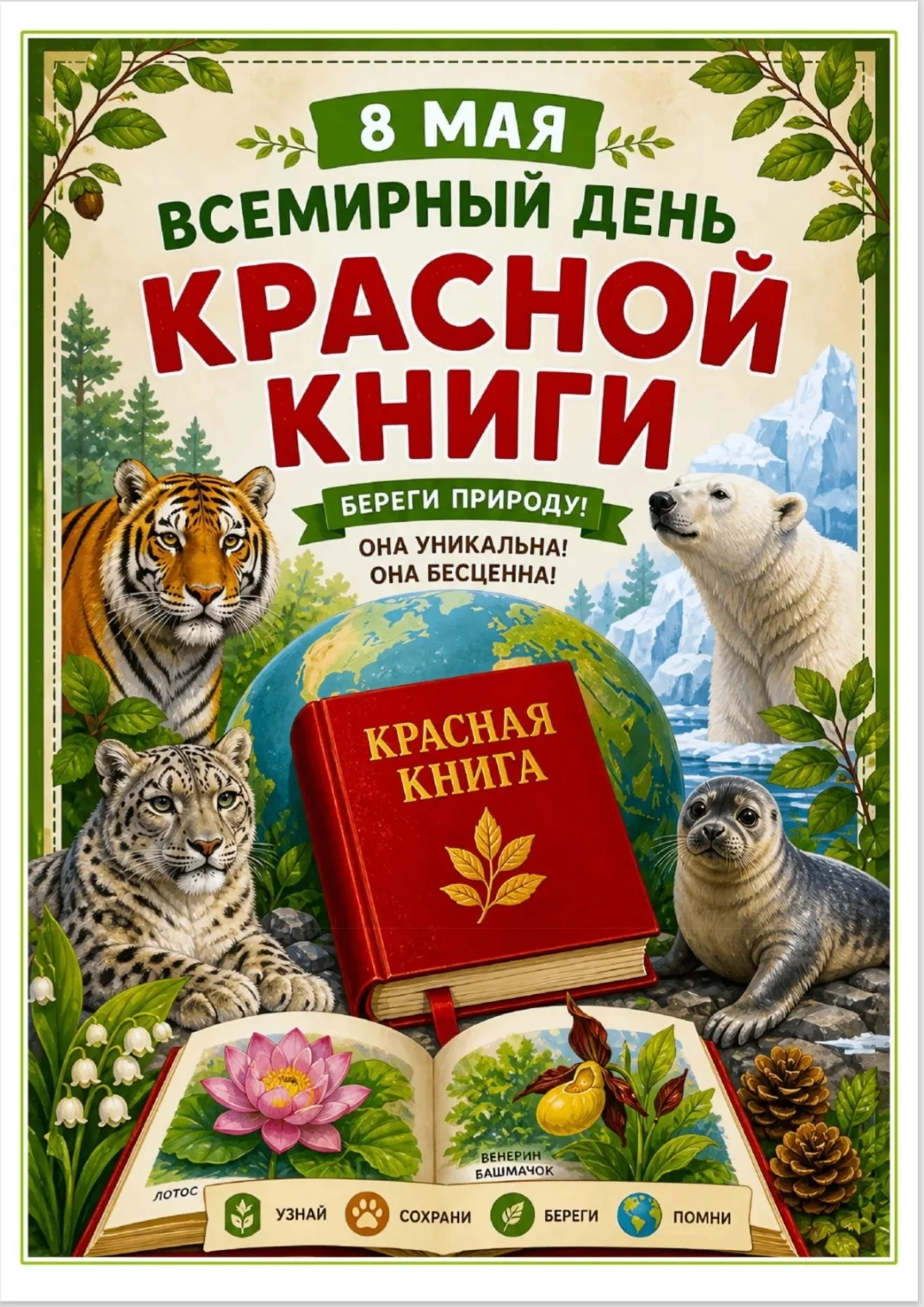 День Красной книги.
Ежегодно 8 мая отмечается Международный экологический праздник – День Красной Кн