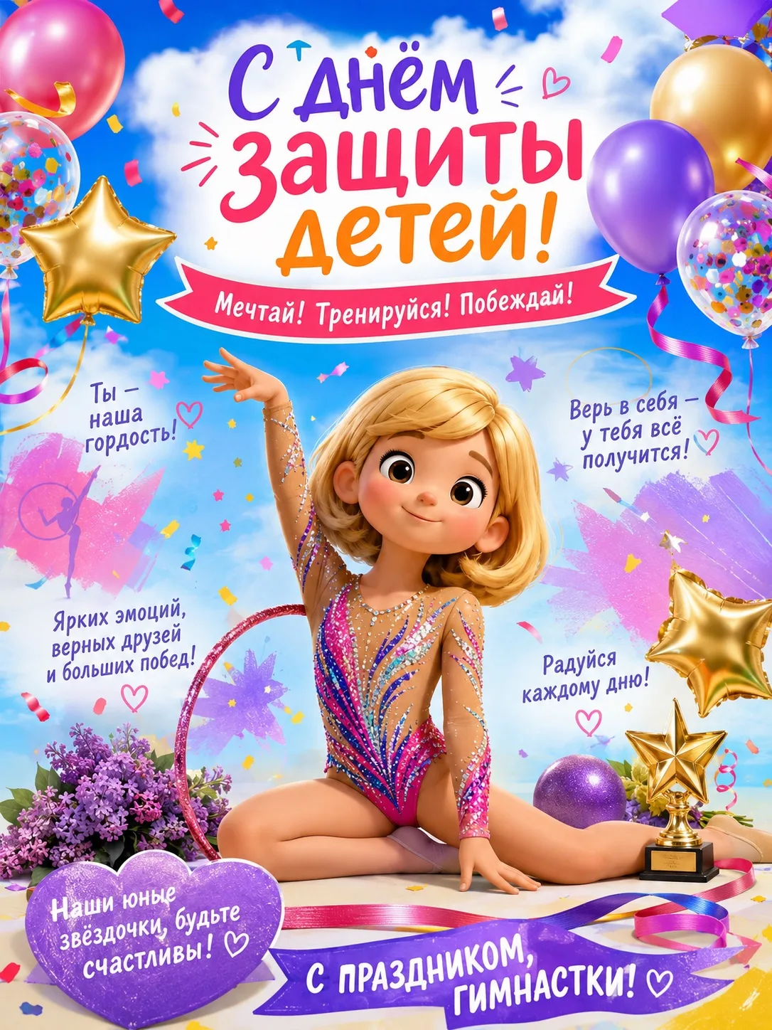 🎈 С Днём защиты детей, наши юные гимнастки! 🎀

Пусть каждый день будет наполнен улыбками, радостью