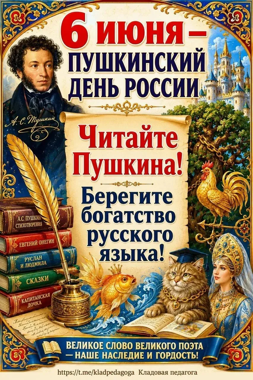 ДЕНЬ РУССКОГО ЯЗЫКА

Пушкинский день в России в 2026 году отмечается 6 июня — в День рождения Алекса