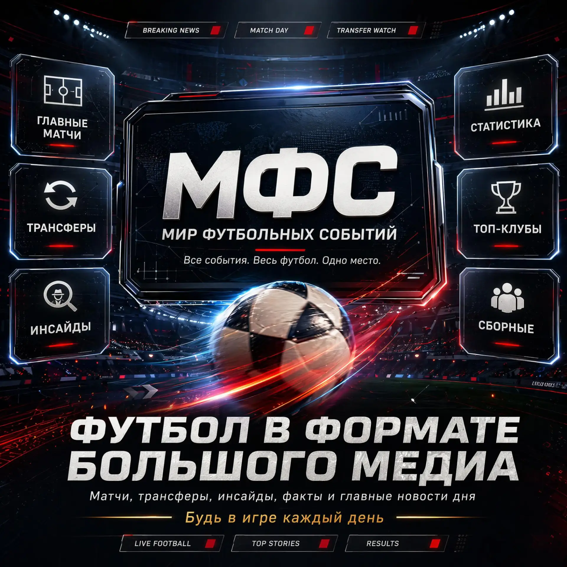 Мир футбольных событий — твой главный футбольный новостной канал.

Здесь футбол выглядит как большое