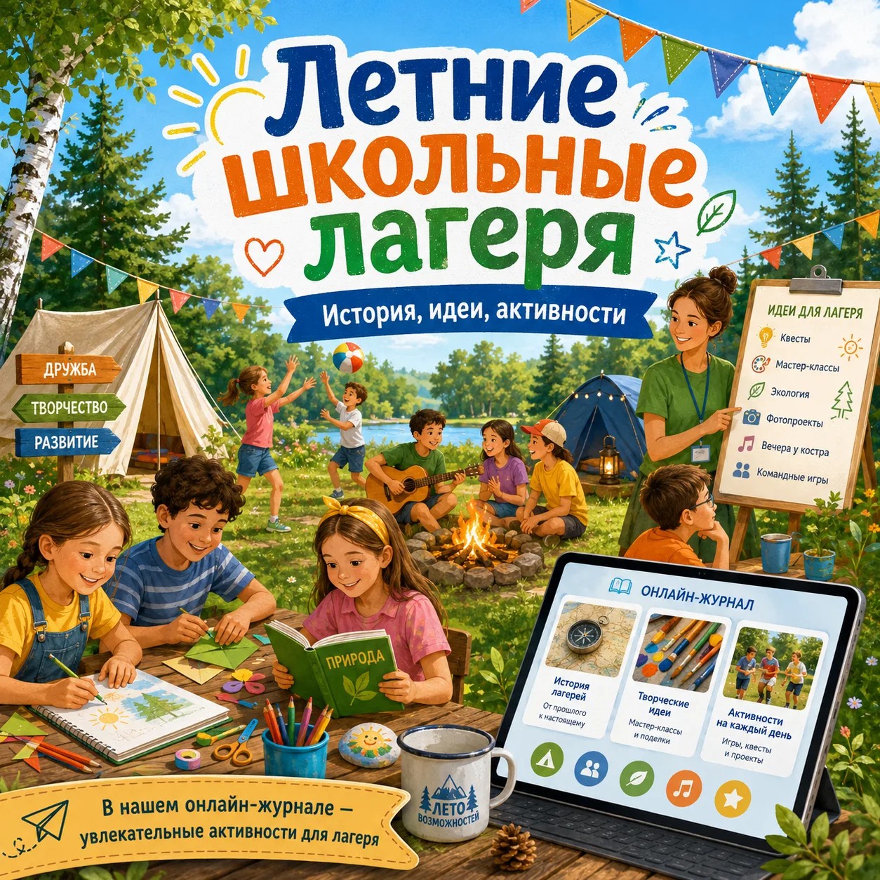 🤓 Идея организованного летнего отдыха для детей появилась ещё в XIX веке. Одним из первых прообразо