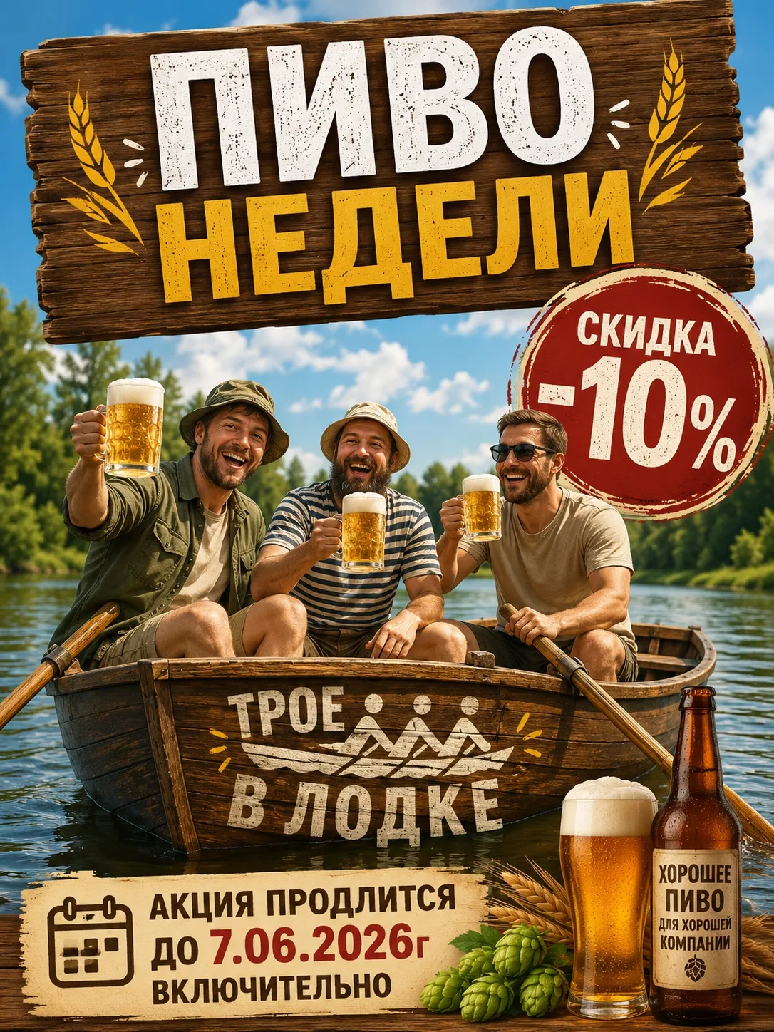 🍺 Пиво недели в «Крабсбир»! 🍺

На этой неделе в центре внимания — «Трое в лодке»!

Только до 7 июн