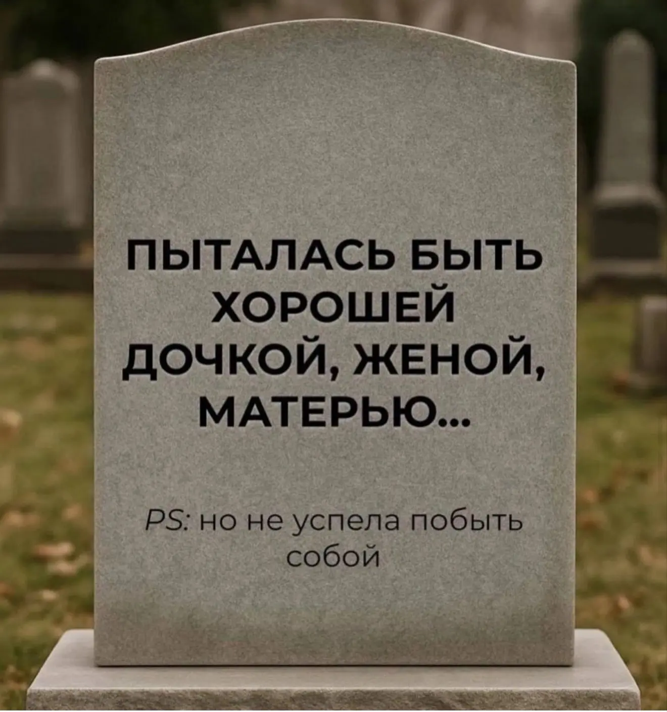 Прочитайте слова на могильной плите👆🏼Прочитали? А теперь еще раз. И еще.  Это плита, под которой п
