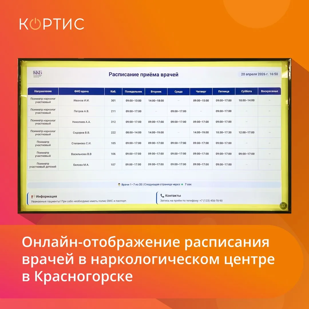 В рамках комплексного оснащения наркологического отделения в Красногорске перед КОРТИС Технологии бы